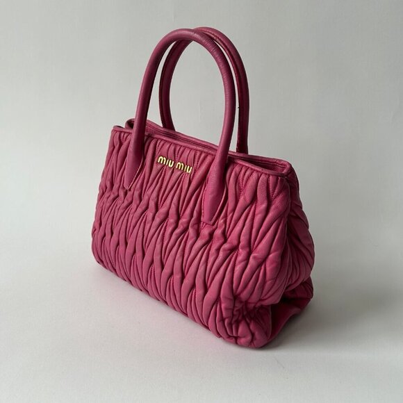 MIU MIU TWO-WAY NAPPA MATELASSE FUSCHIA HANDBAG - Picture 4 of 10